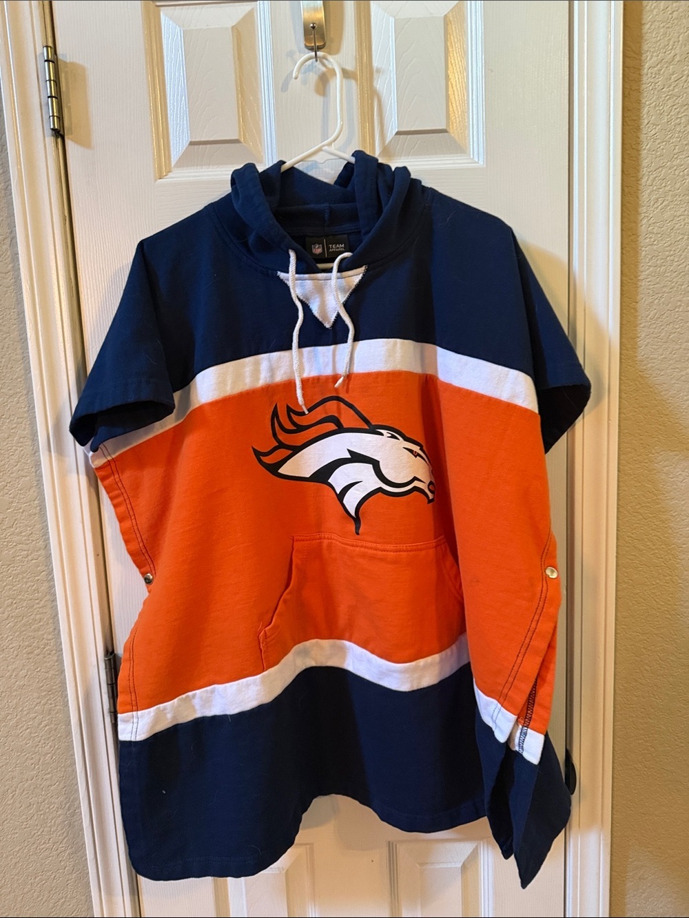 NFL Navy Hoodie with White Drawcord Detail Denver Broncos